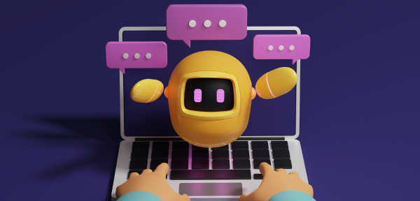 Image of an AI chat bot on a laptop